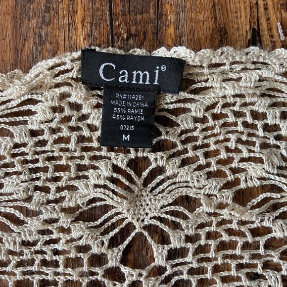 Cami Boho Crochet Cardigan Cream High Low Open Front Lace Knit Festival Duster M - Picture 6 of 6